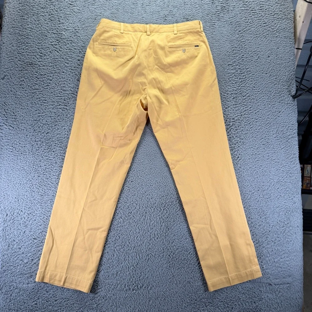 Polo Ralph Lauren Pant Mens 35x32 Yellow Cotton Chino Straight Classic Business